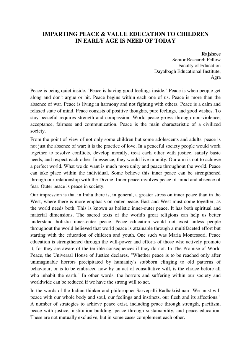 research paper on peace education