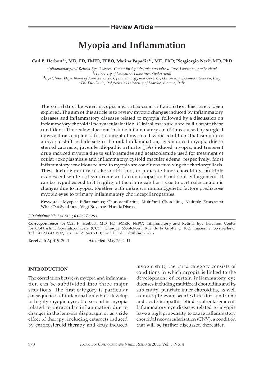 PDF Myopia and Inflammation 