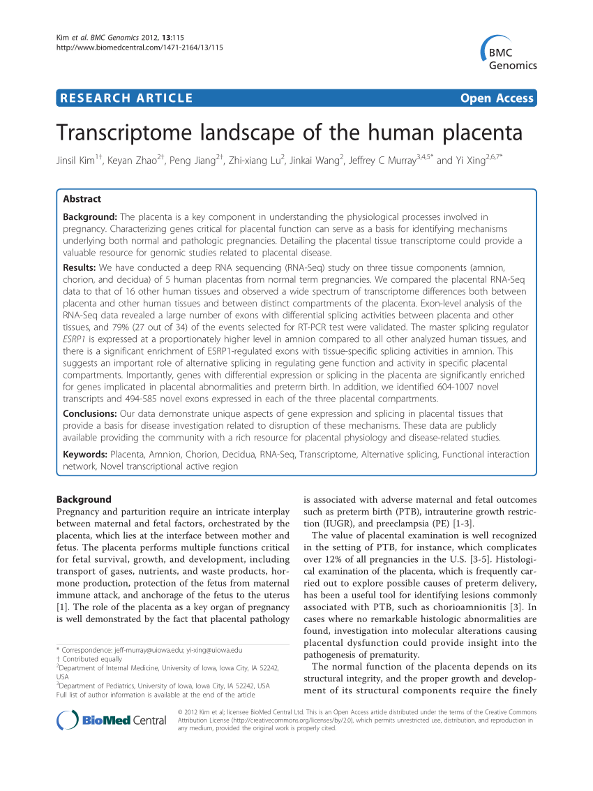 PDF) Transcriptome landscape of the human placenta