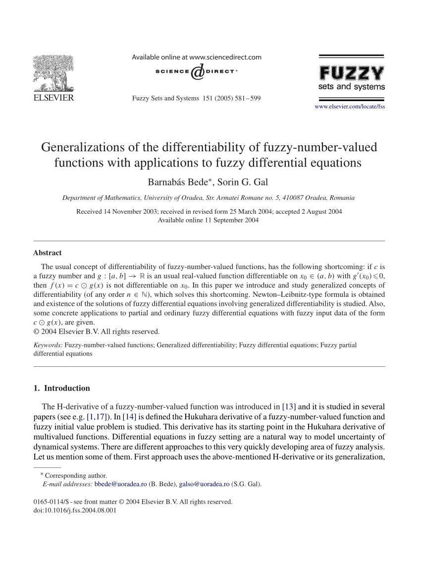 Pdf Generalizations Of The Differentiability Of Fuzzy Number Valued Functions With Applications To Fuzzy Differential Equations