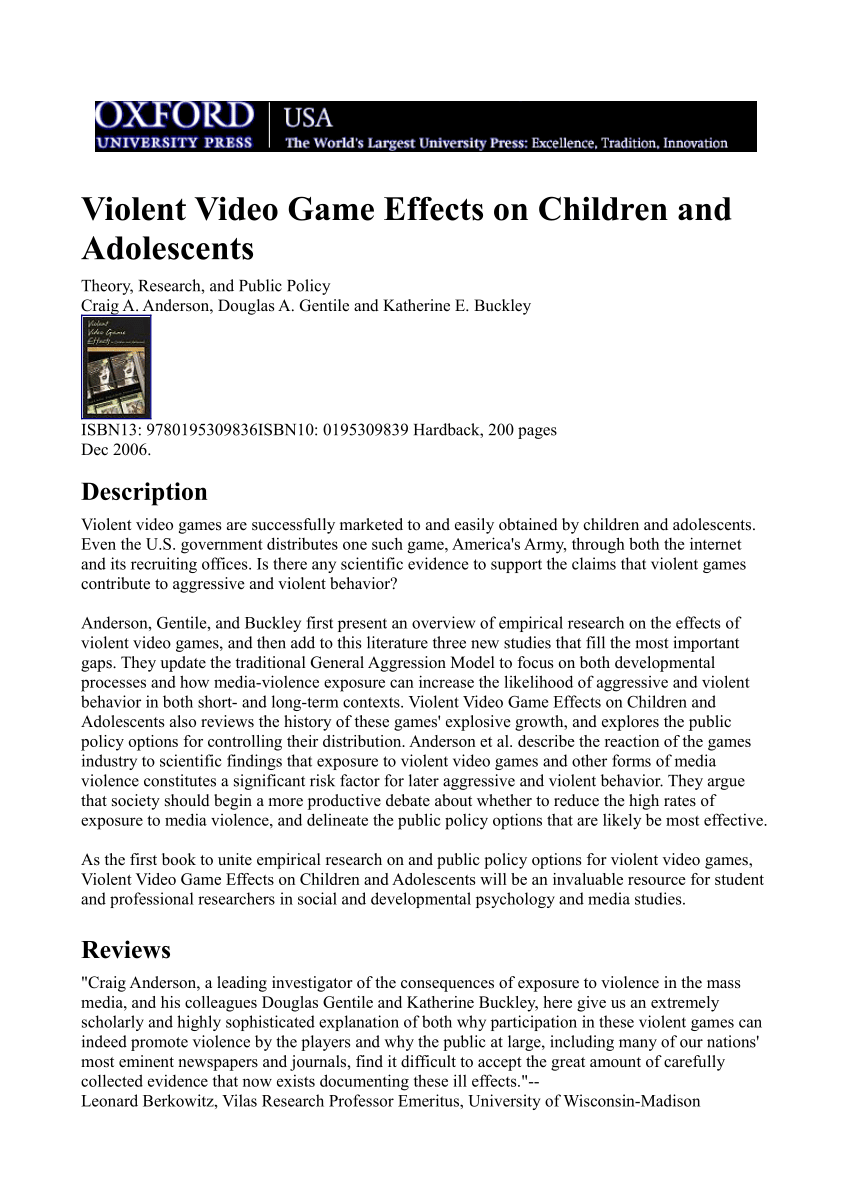 violence in video games essay outline