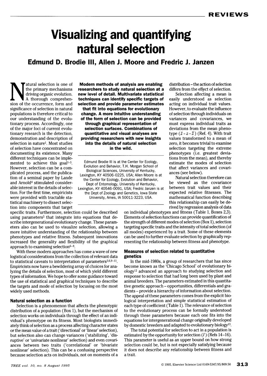 PDF Visualizing and Quantifying Natural Selection