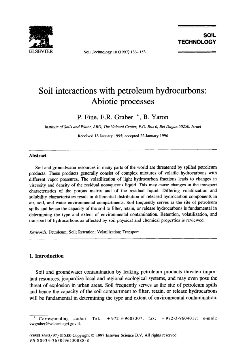 Pdf Soil Interactions With Petroleum Hydrocarbons Abiotic