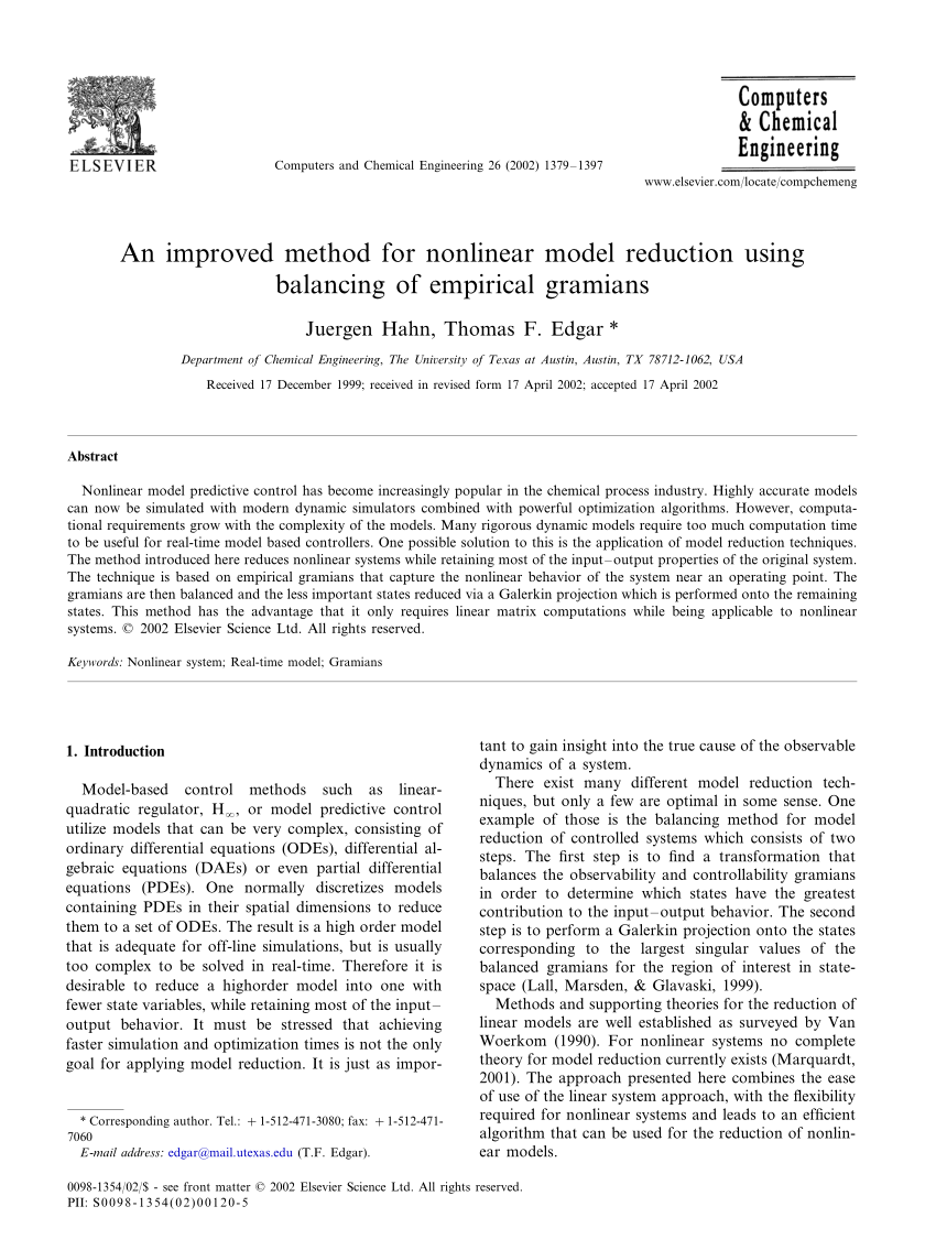 Pdf An Improved Method For Nonlinear Model Reduction Using Balancing Of Empirical Grammians J