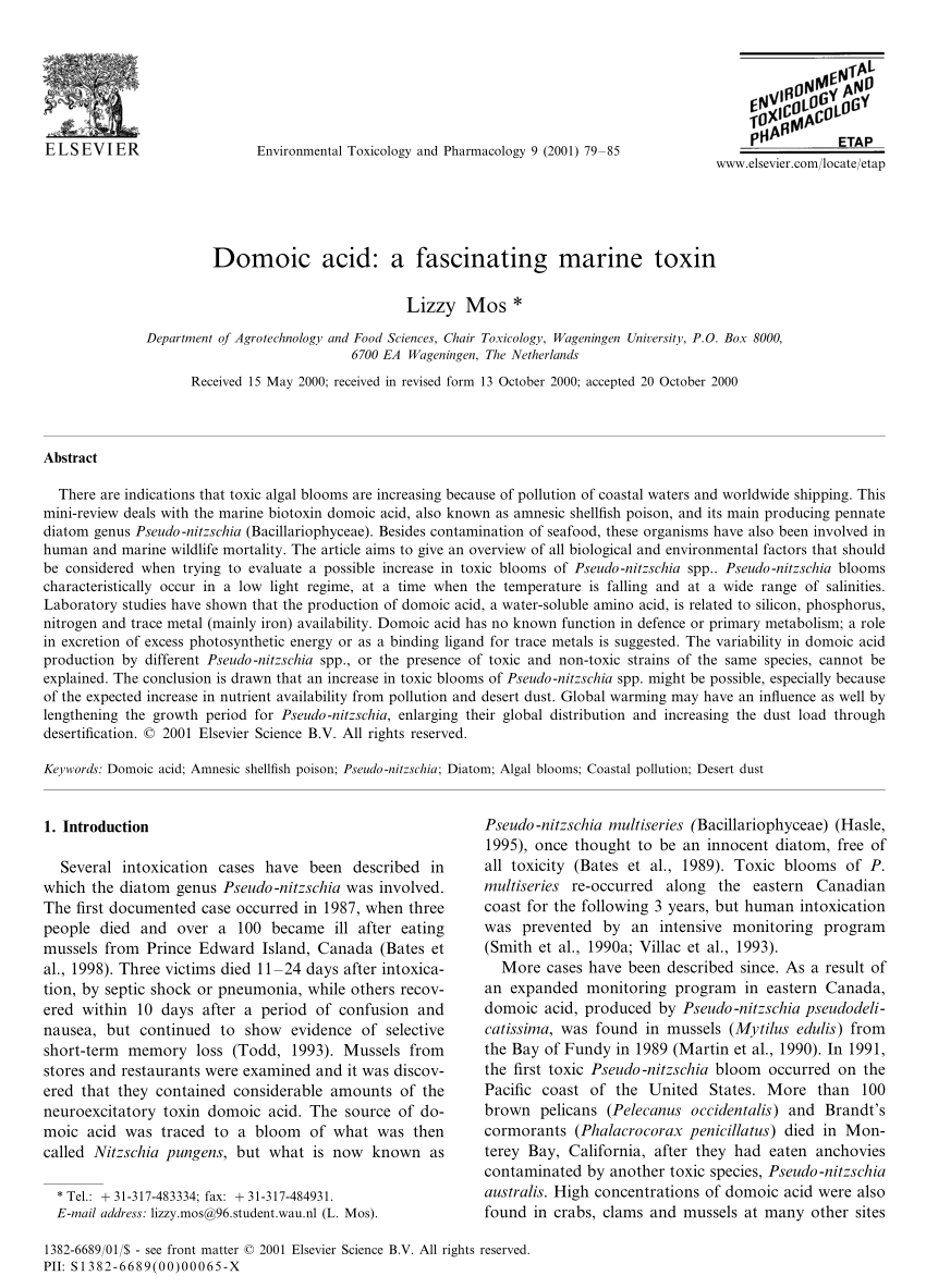 (PDF) Domoic acid: A fascinating marine toxin