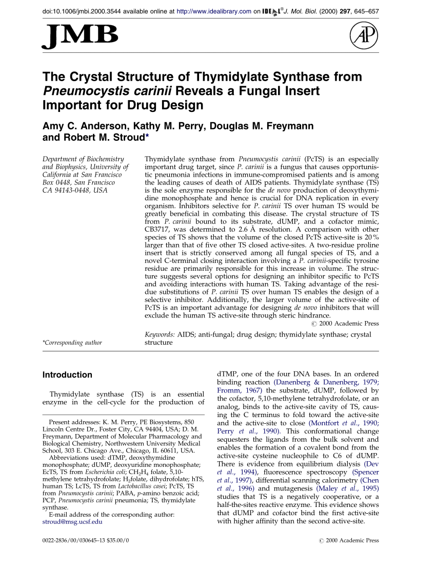 PDF) The crystal structure of thymidylate synthase from