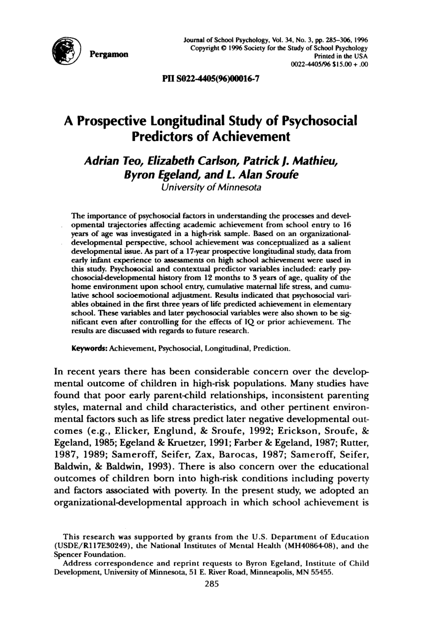 A Longitudinal Study of Predictors of Serious Psychological