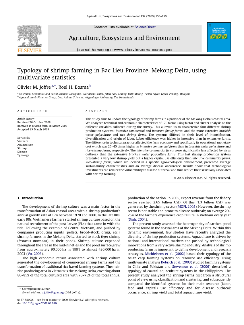 PDF) Typology of shrimp farming in Bac Lieu Province, Mekong Delta 