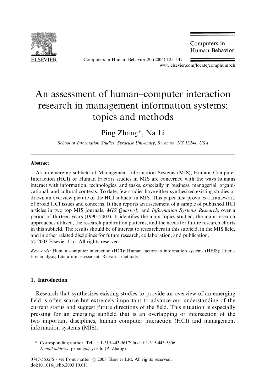 role of human computer interaction research paper