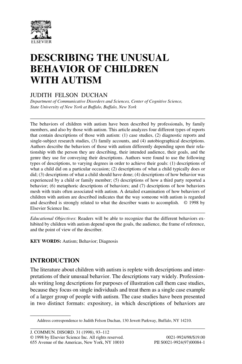 research paper autistic child