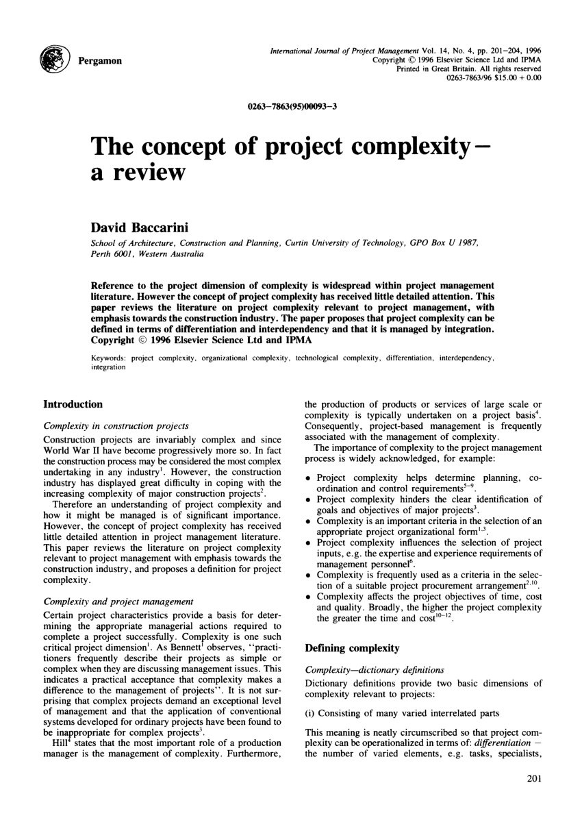 project complexity literature review