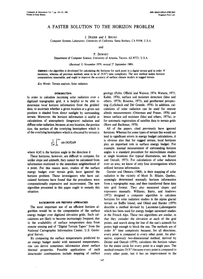 (PDF) Faster solution to the horizon problem