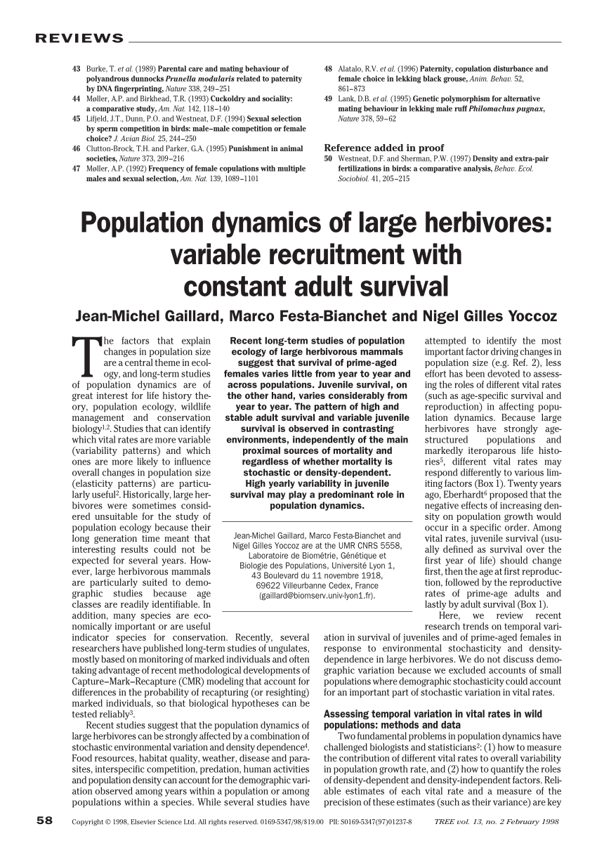 (PDF) Population Dynamics of Large Herbivores Variable Recruitment