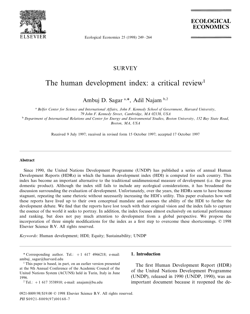 research paper on human development index