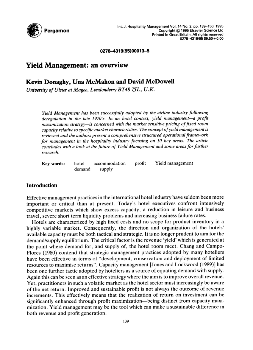 thesis yield management