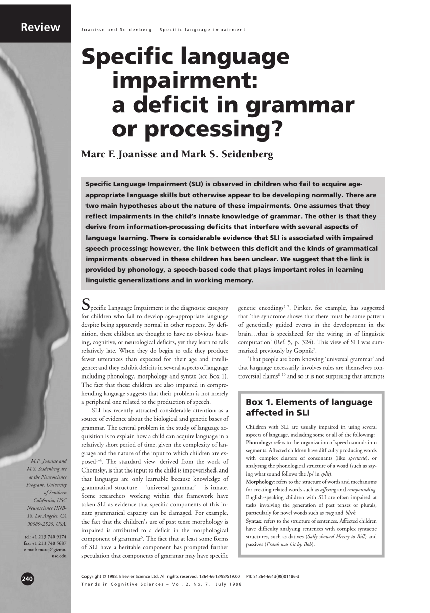 Problems with tense marking in children with specific language impairment:  not how but when