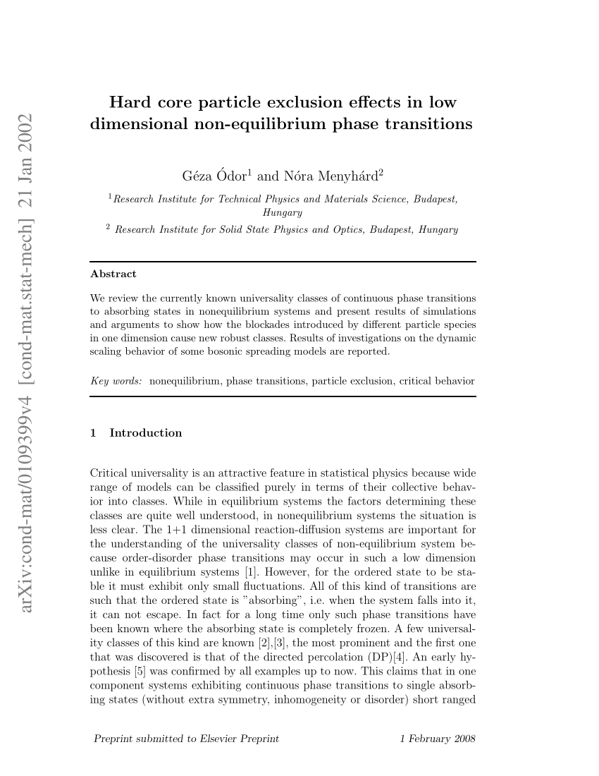 PDF) Hard-core particle exclusion effects in low-dimensional non