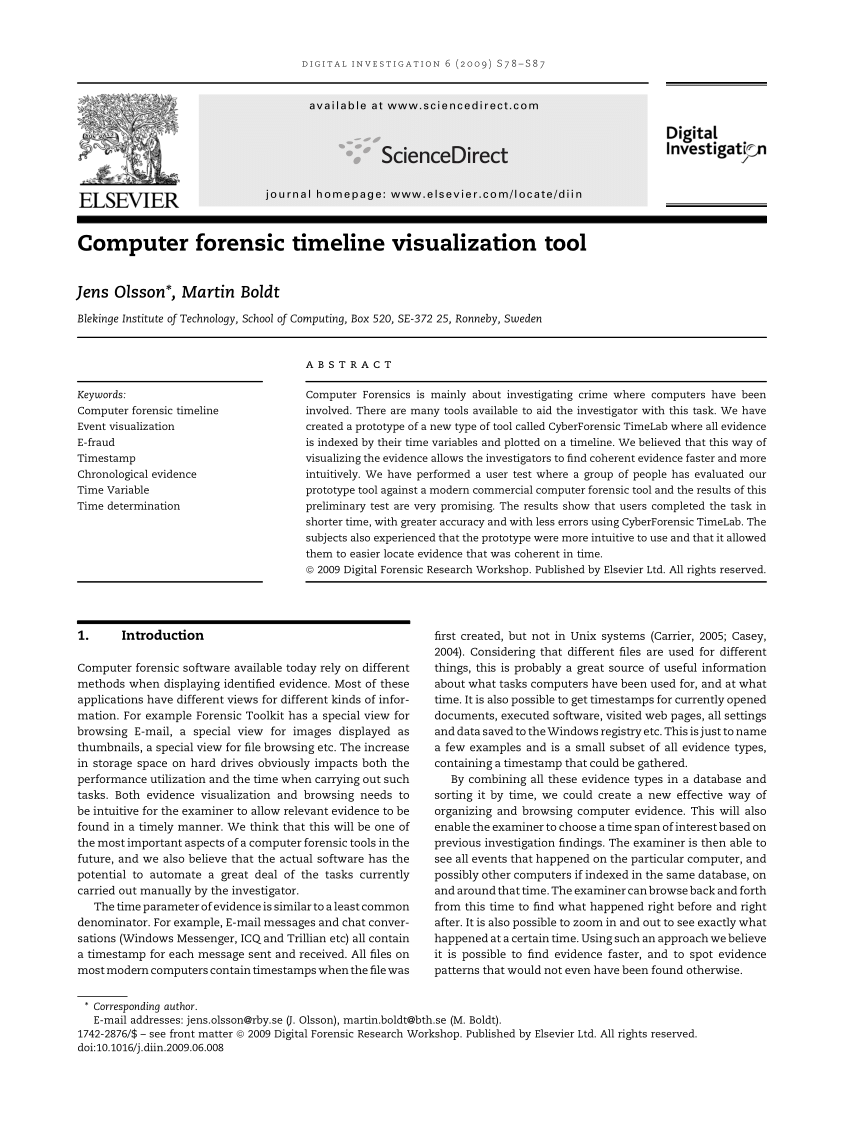 Pdf Computer Forensic Timeline Visualization Tool