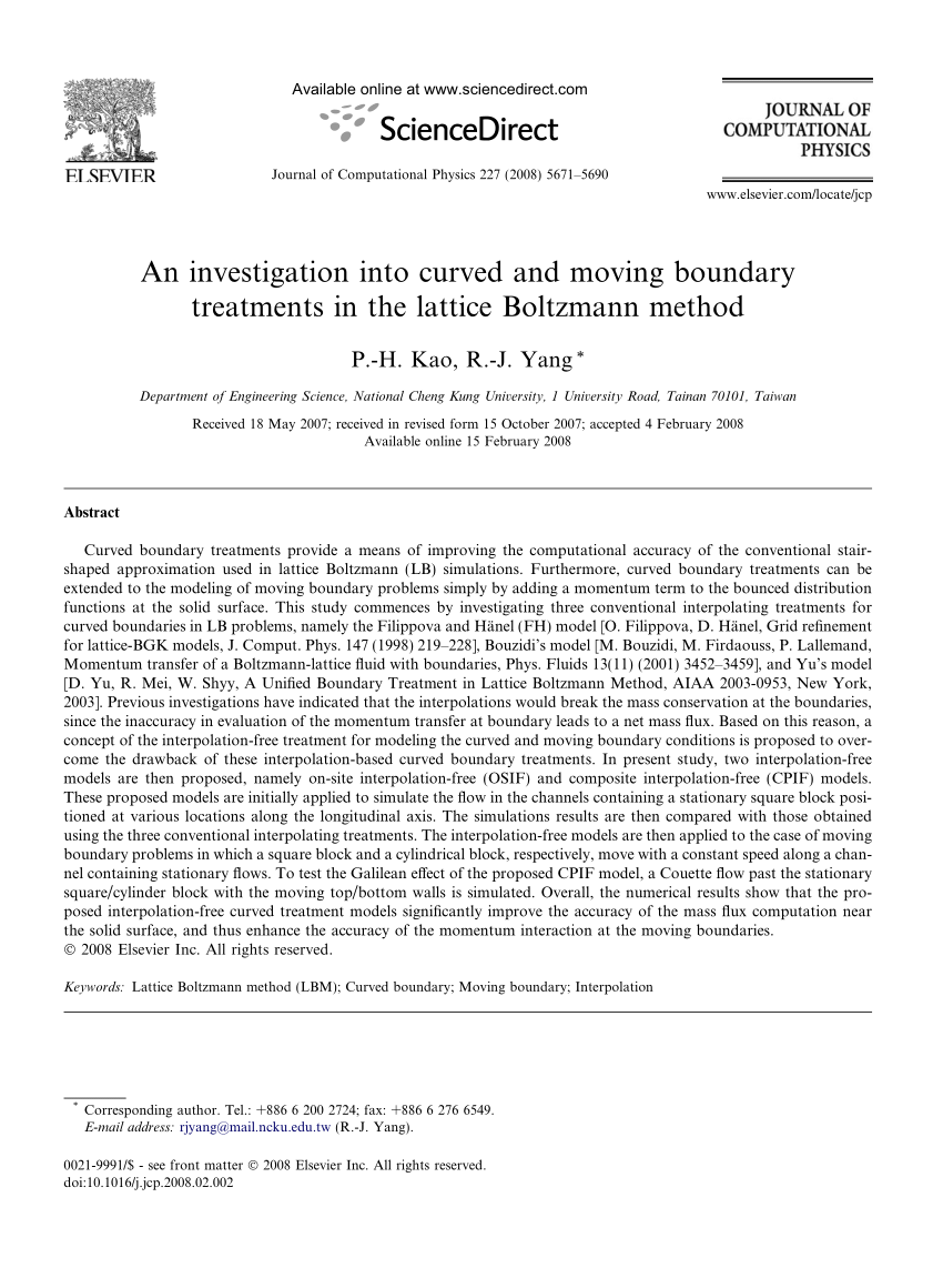 Pdf An Investigation Into Curved And Moving Boundary Treatments In The Lattice Boltzmann Method