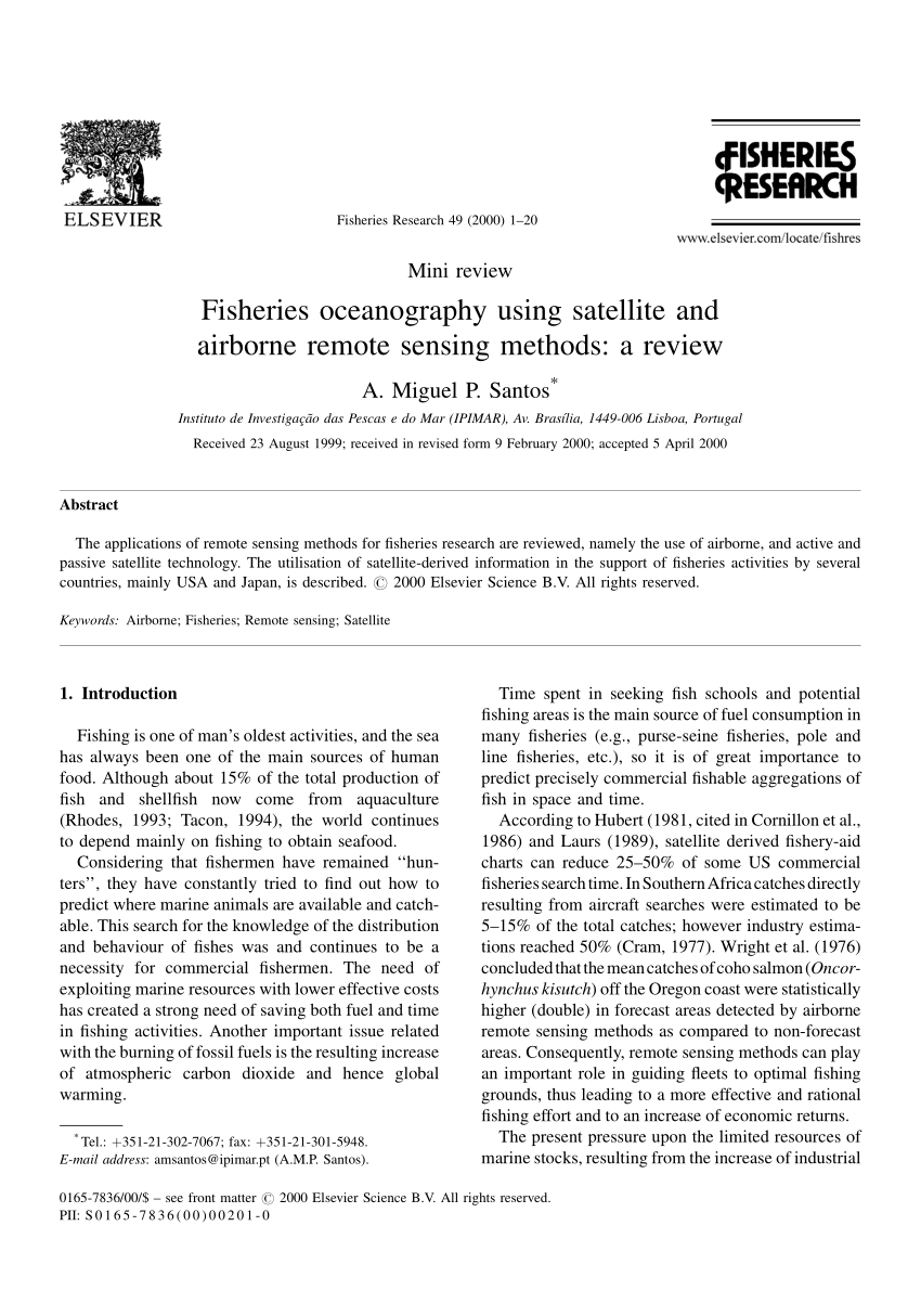 Pdf Fisheries Oceanography Using Satellite And Airborne Remote Sensing Methods A Review