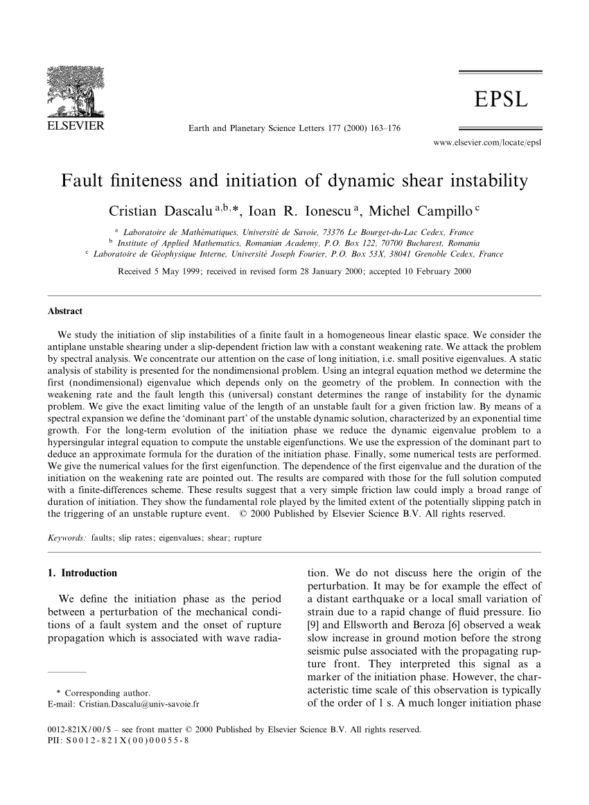 PDF) Fault finiteness and initiation of dynamic shear instability