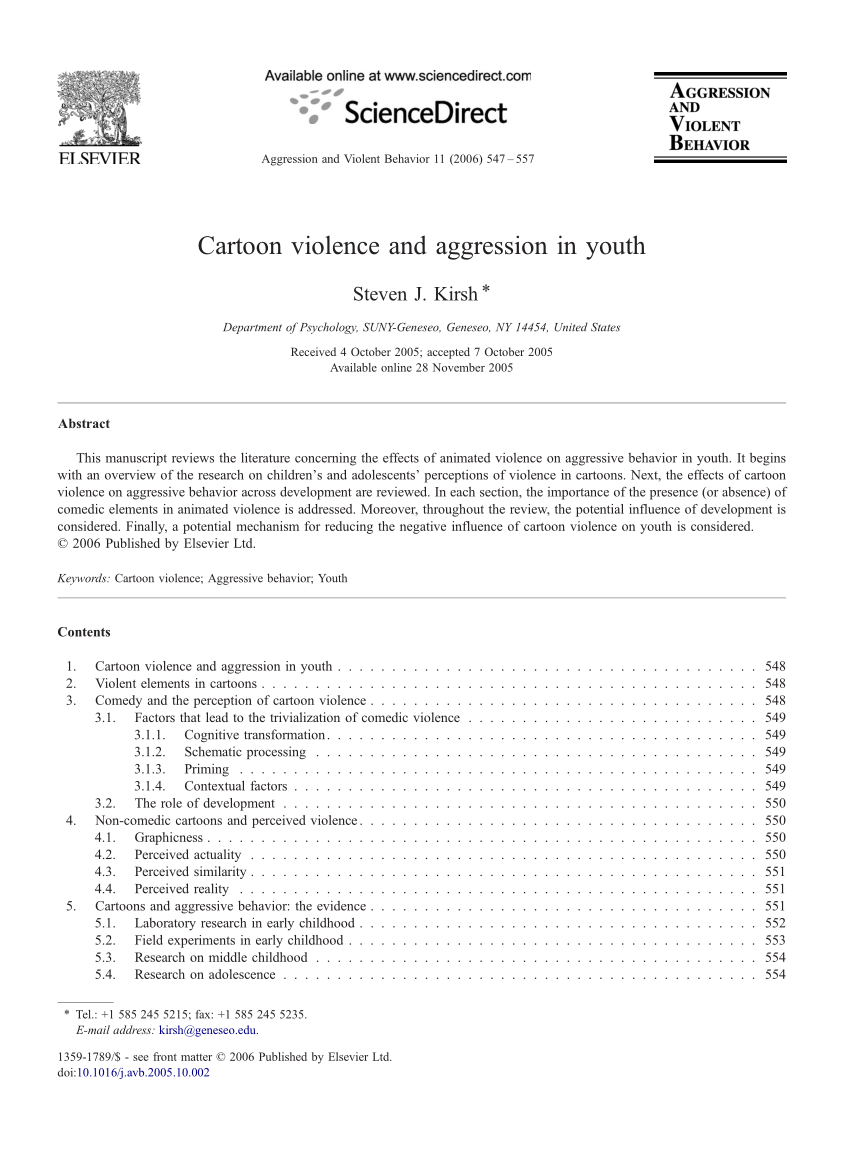 PDF) Cartoon violence and aggression in youth