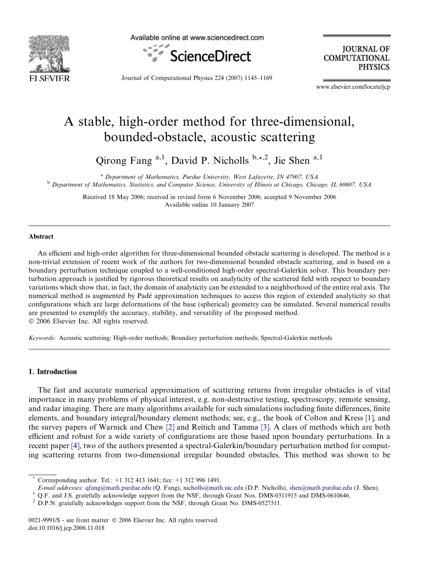 Pdf A Stable High Order Method For Three Dimensional Bounded Obstacle Acoustic Scattering