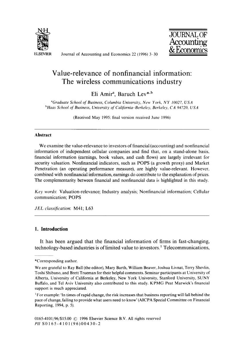 PDF Value Relevance of Nonfinancial Information The Wirless