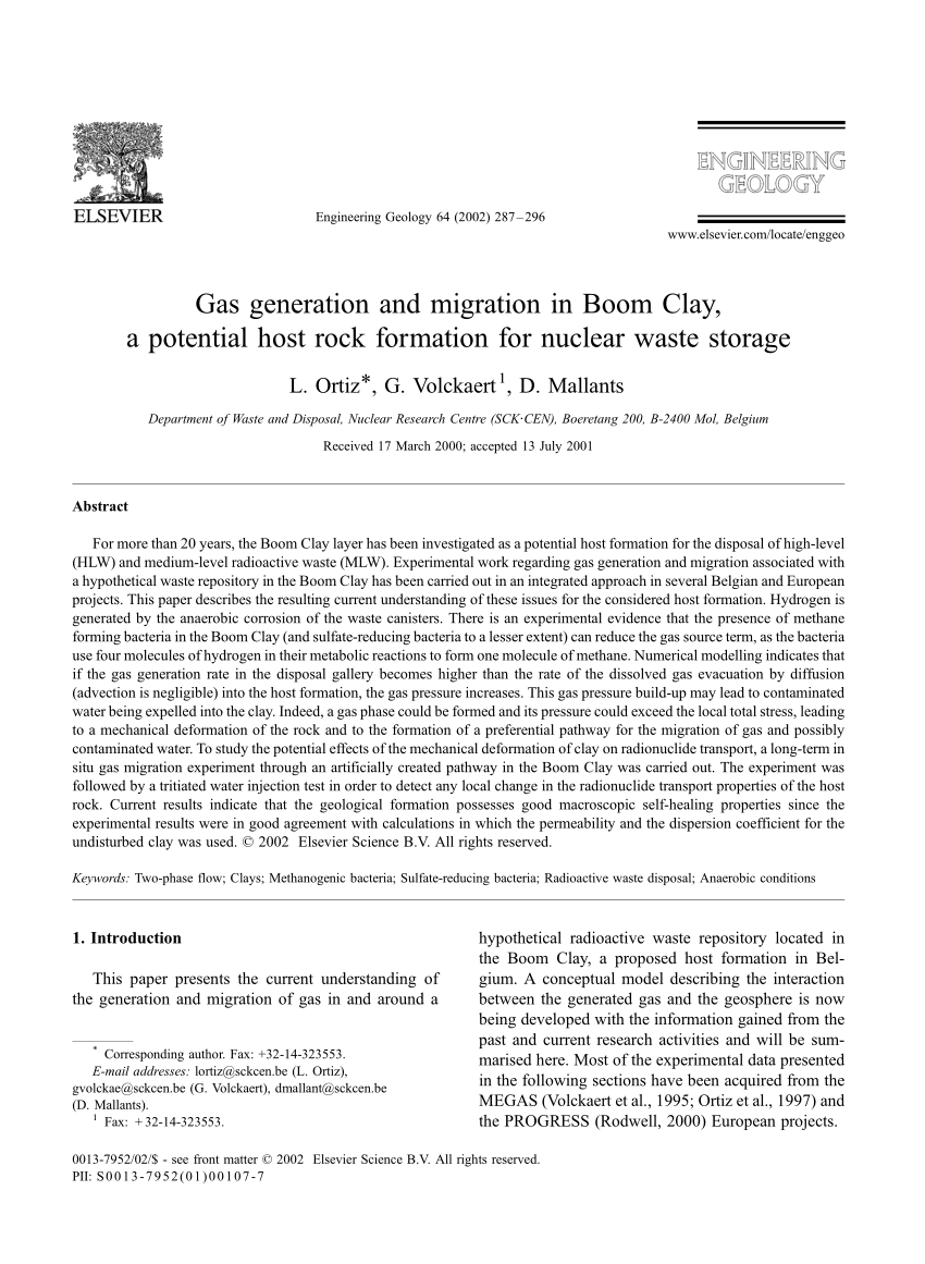 PDF) Numerical Study of Gas Breakthrough in Preferential Rocks for  Underground Nuclear Waste Repositories