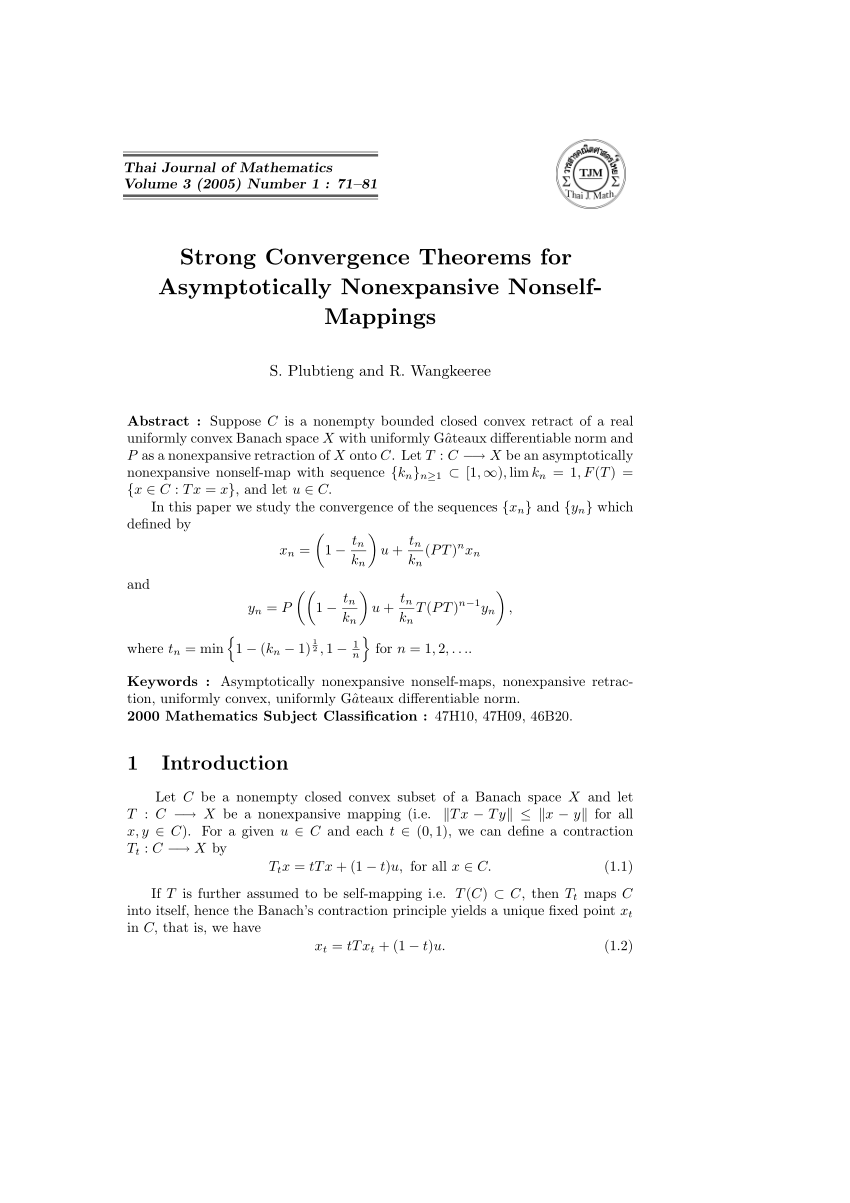 Pdf Convergence Theorems For Nonself Asymptotically Nonexpansive Mappings