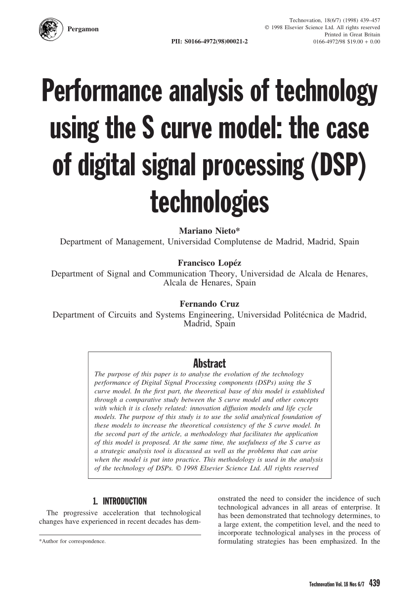 Performance analysis of technology using the S curve model: the case of  digital signal processing (DSP) technologies - ScienceDirect