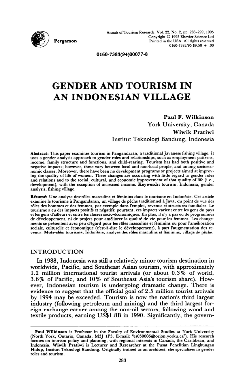 (PDF) Gender and Tourism in an Indonesian Village