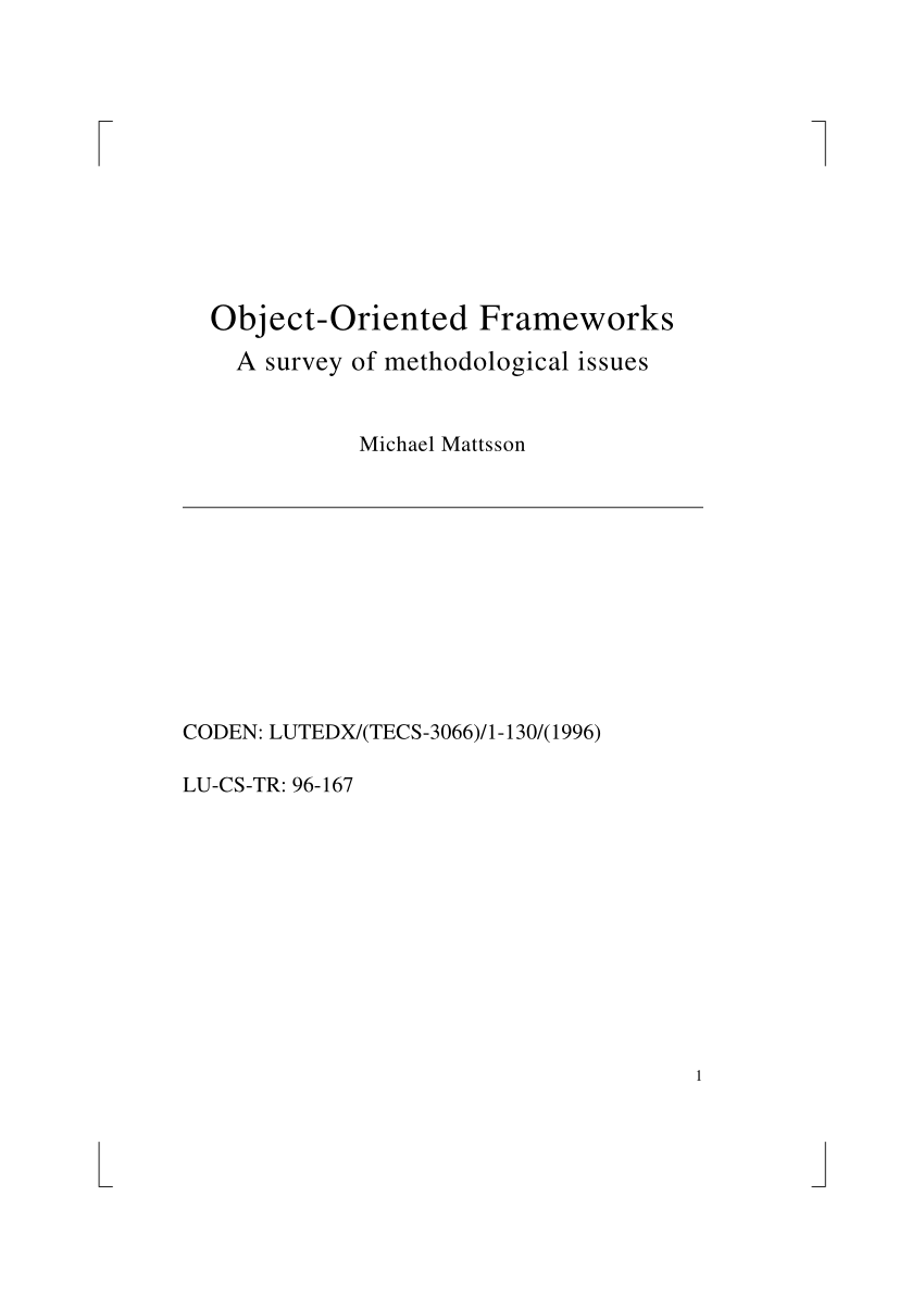 (PDF) Object-Oriented Frameworks