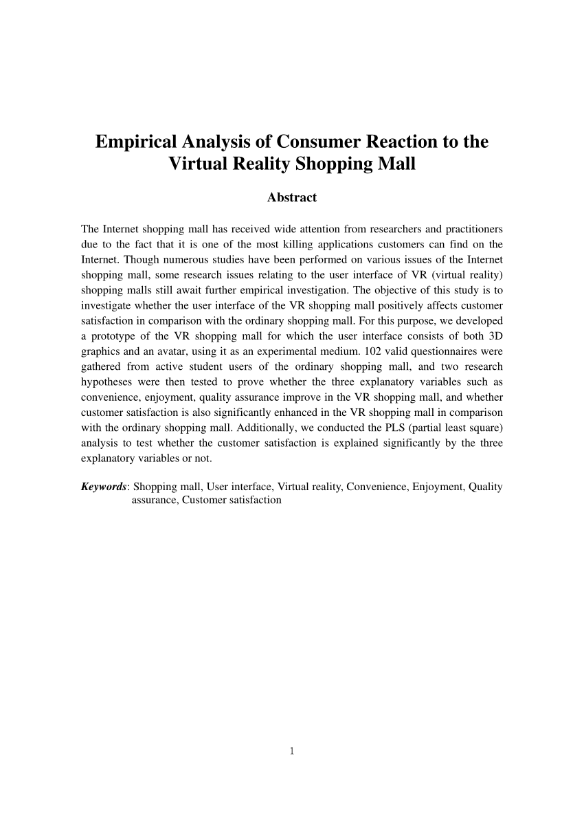 Pdf Empirical Analysis Of Consumer Reaction To The Virtual