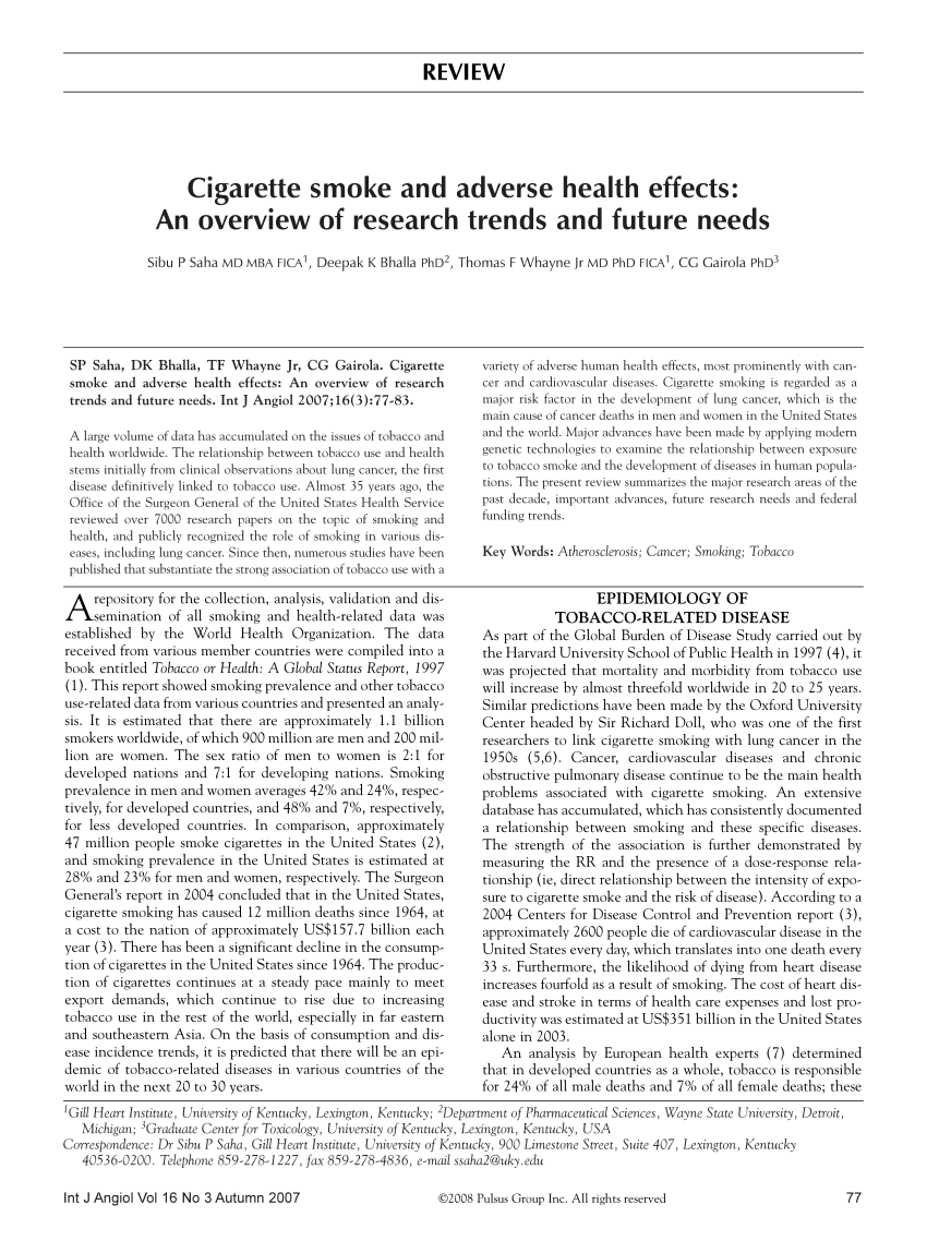 cigarette smokers research paper