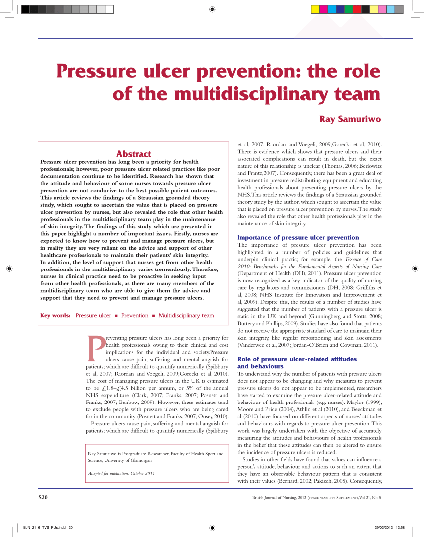 Pdf Pressure Ulcer Prevention The Role Of The Multidisciplinary Team