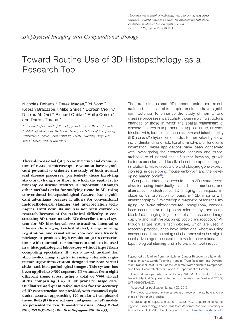 PDF) Towards Routine Use of 3D Histopathology As a Research Tool
