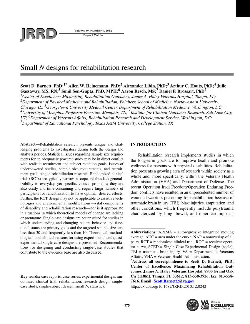 Pdf Small N Designs For Rehabilitation Research