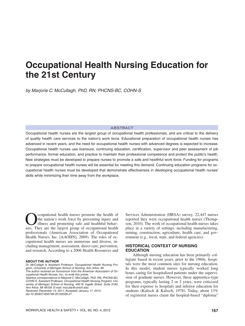 occupational health nursing research papers