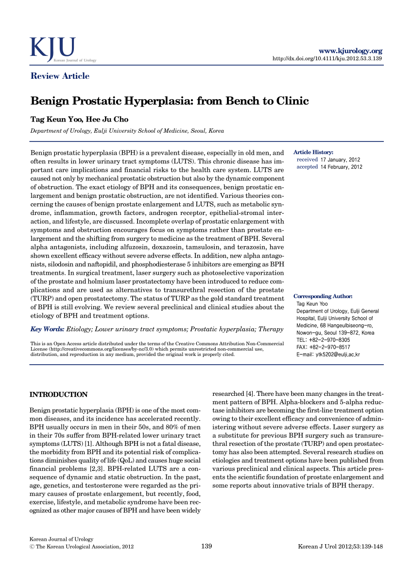 benign prostatic hyperplasia article pdf ízületi kezelés ufa alatt