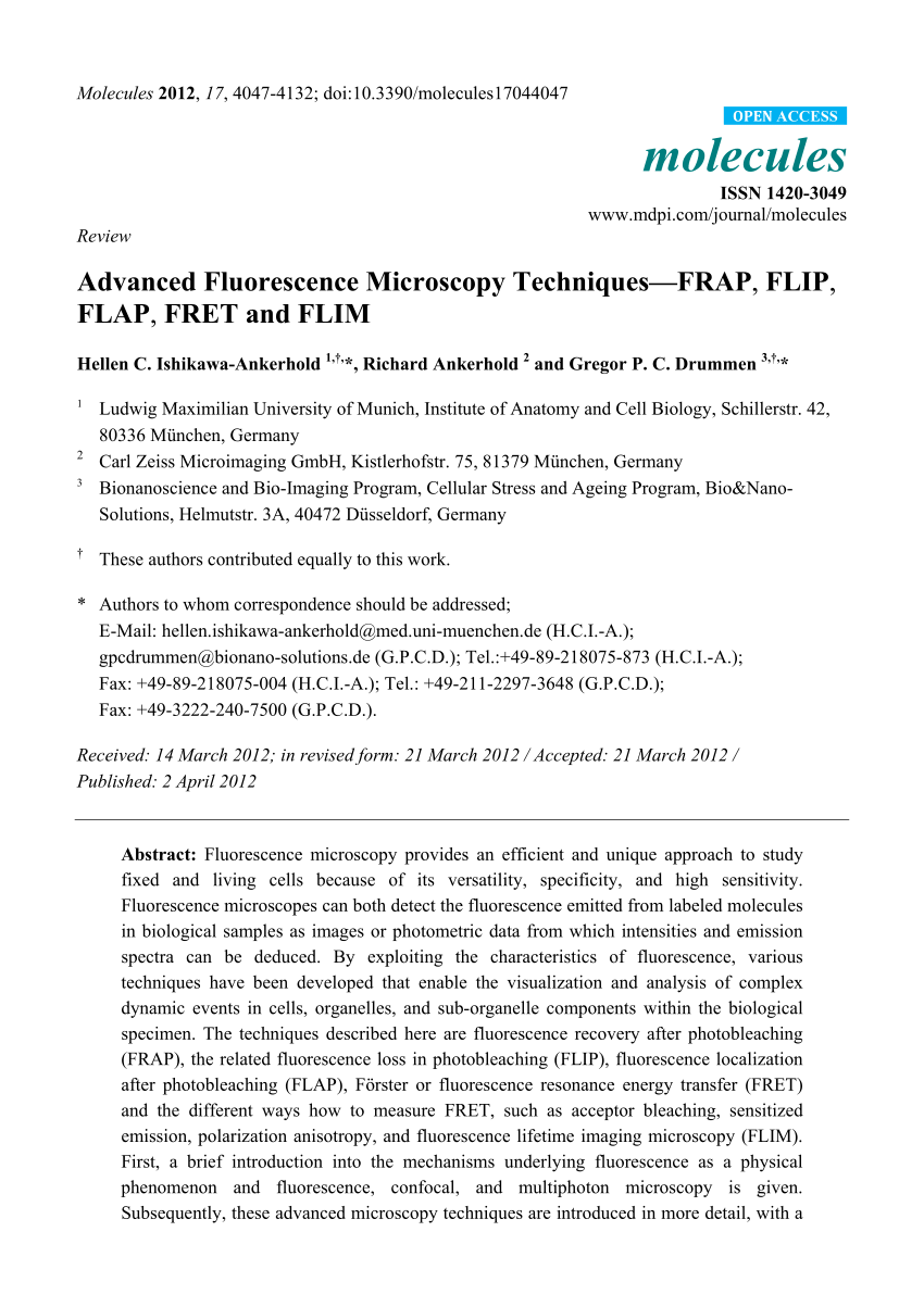 PDF) Advanced fluorescence microscopy techniques—FRAP, flip, flap 