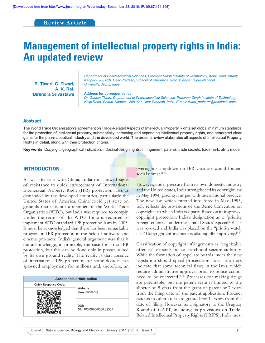research paper on intellectual property management