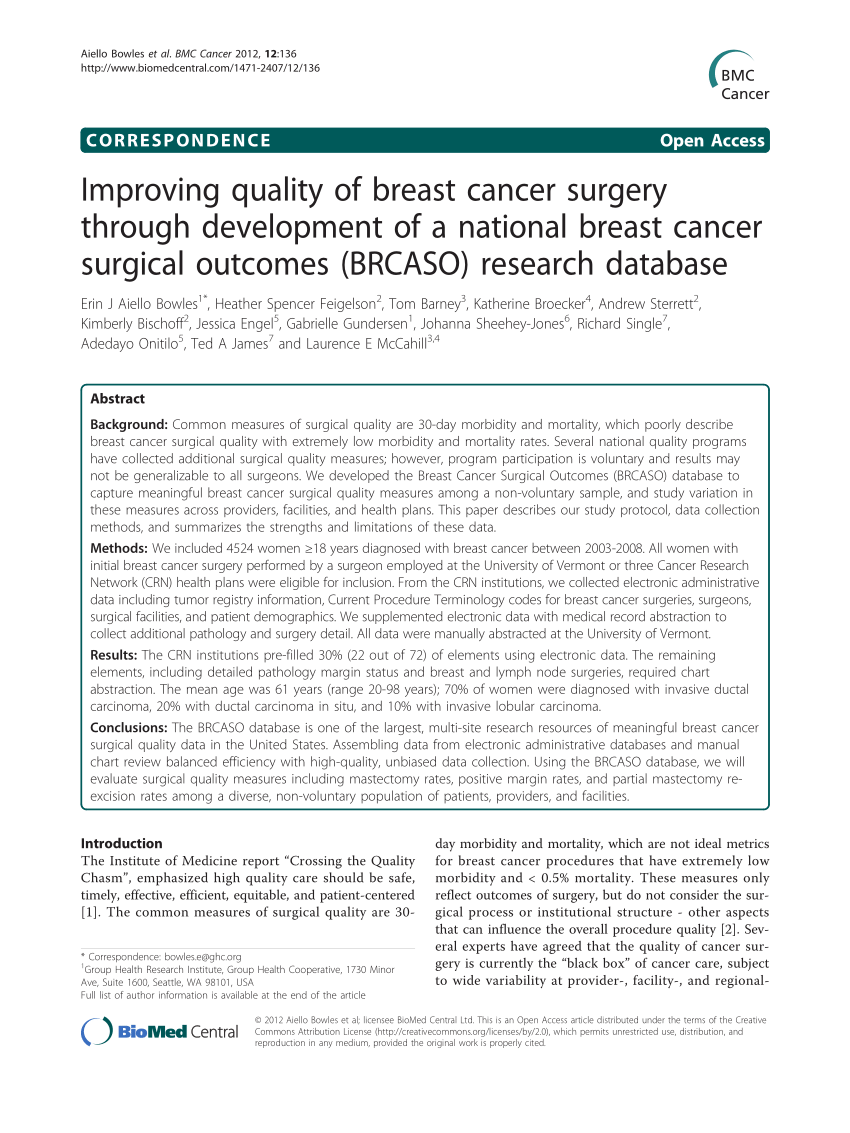 (PDF) Improving quality of breast cancer surgery through development of ...