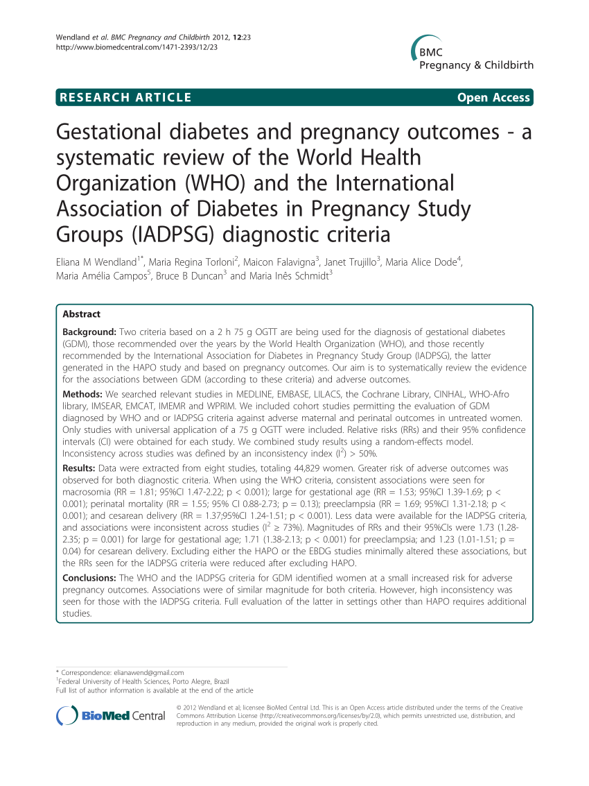 gestational diabetes literature review