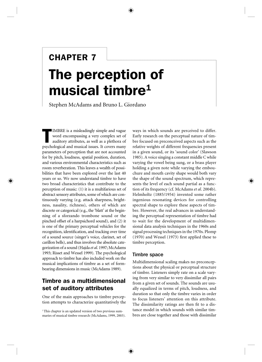 PDF) The perception of musical timbre
