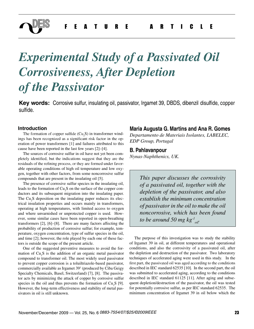 Pdf Experimental Study Of A Passivated Oil Corrosiveness After Depletion Of The Passivator