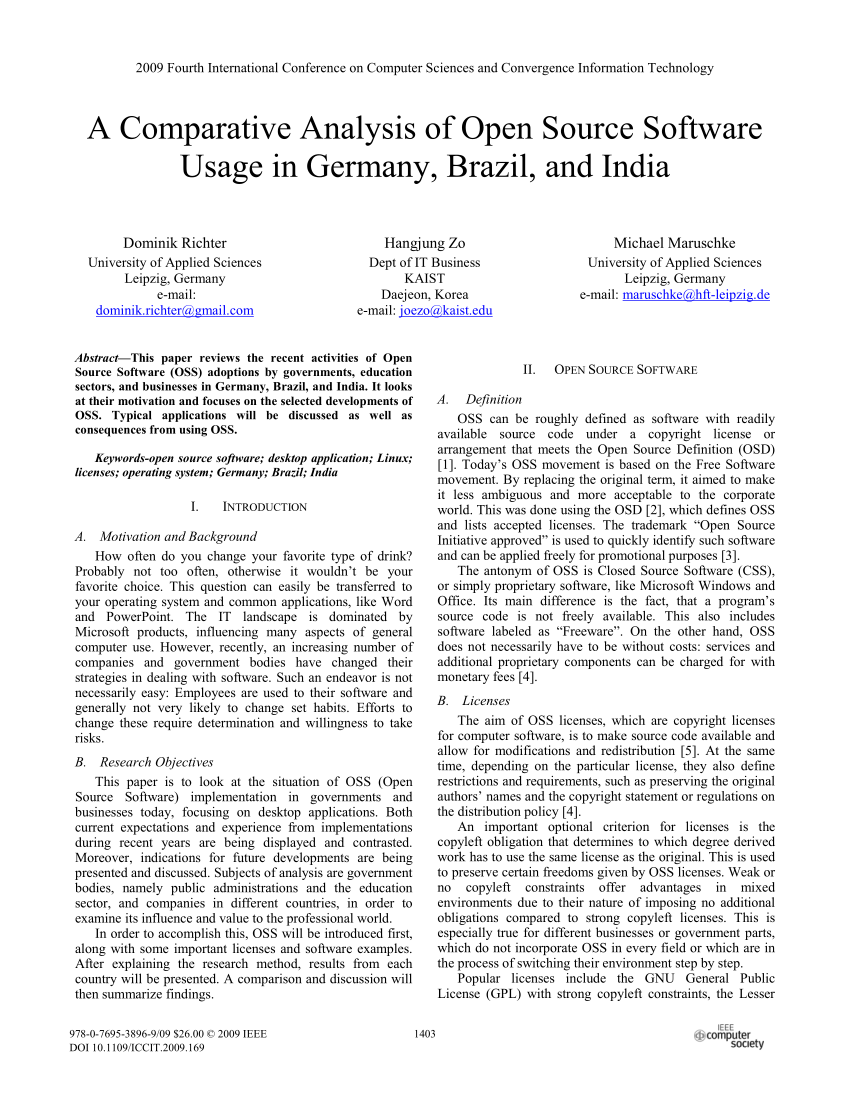 Pdf A Comparative Analysis Of Open Source Software Usage In Germany Brazil And India
