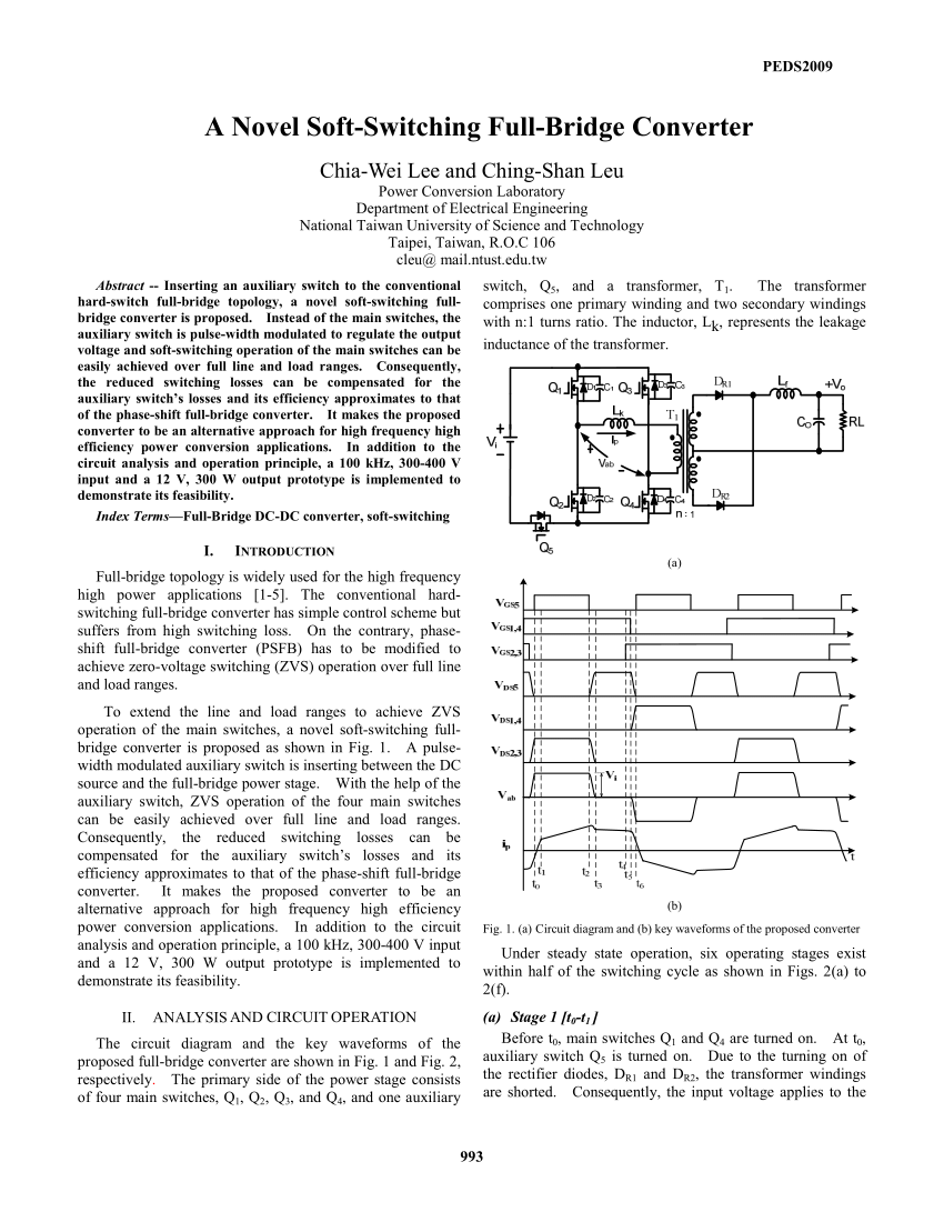 Pdf A Novel Soft Switching Full Bridge Converter