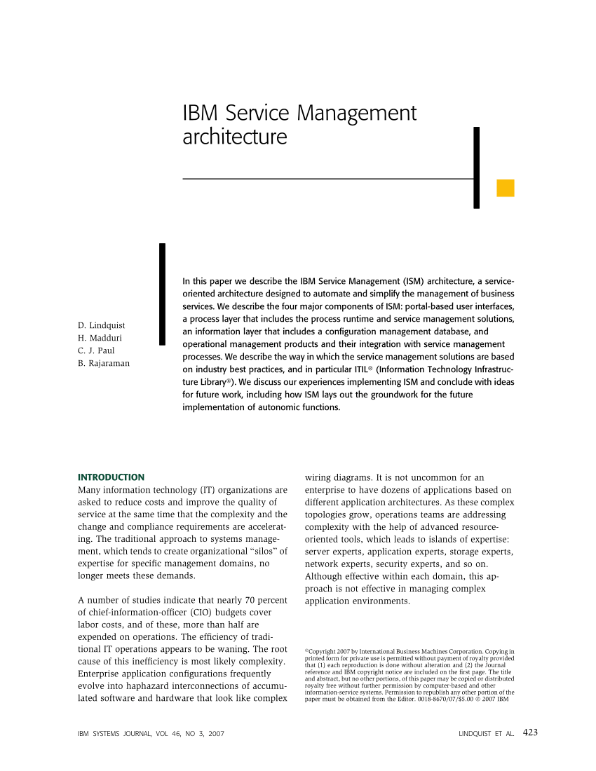 Pdf Ibm Service Management Architecture