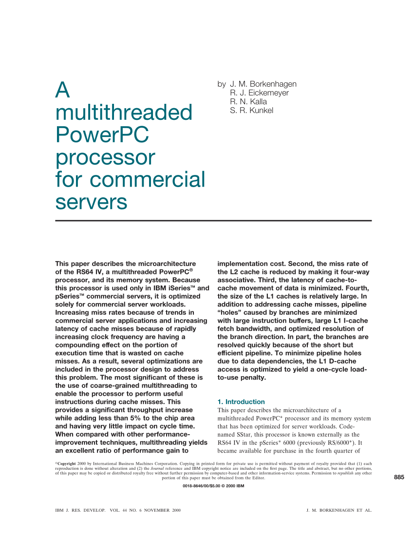 PDF) A multithreaded PowerPC processor for commercial servers